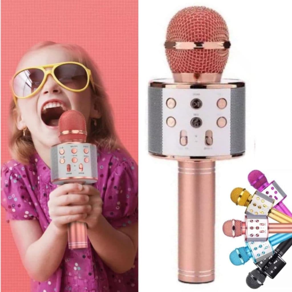 Microfone Infantil de Karaokê Bluetooth Sem Fio recarregável,para casa KTV festa de aniversário