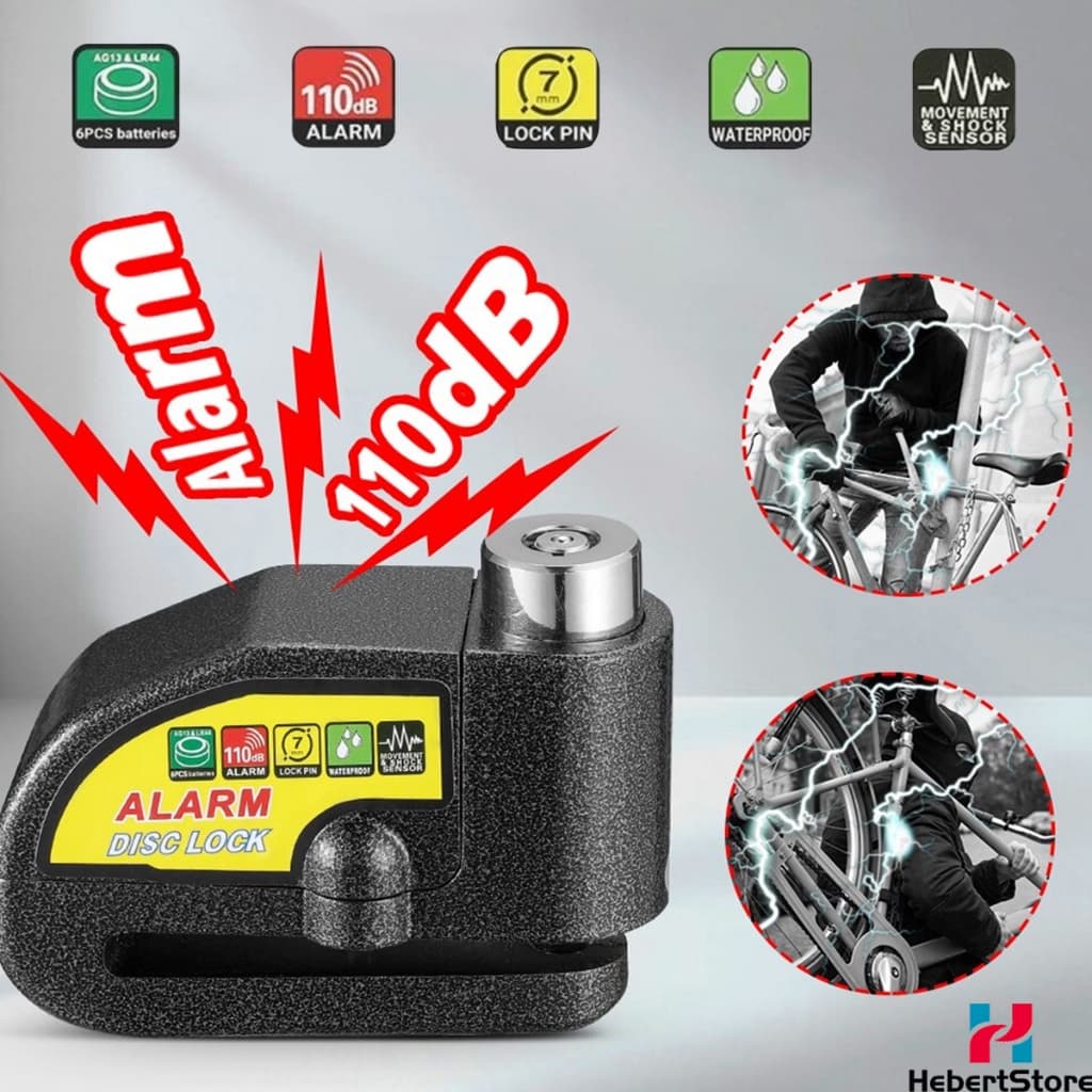 Cadeado Para Moto Anti Furto Reforçado Com Alarme Sonoro Antifurto Cadeado Bicicleta Trava De Disco