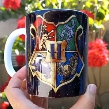 Caneca Personalizada Harry Potter Escudo Casas - Grifinória Sonserina Lufa Lufa Corvinal