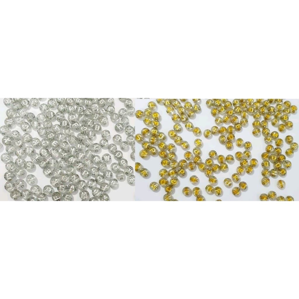 500 Miçangas Letras Letrinhas Alfabeto Pulseira Com Glitter