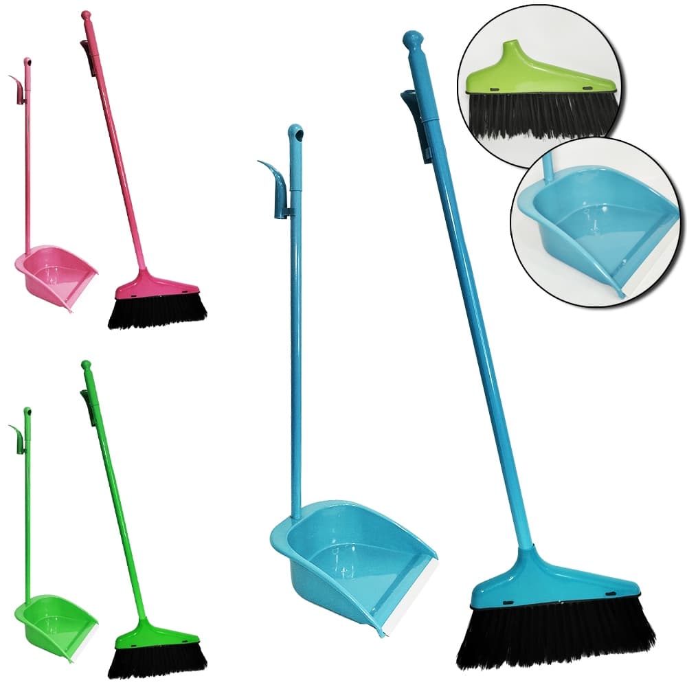 Conjunto De Vassoura E Pá De Lixo Colors De Plástico 80cm