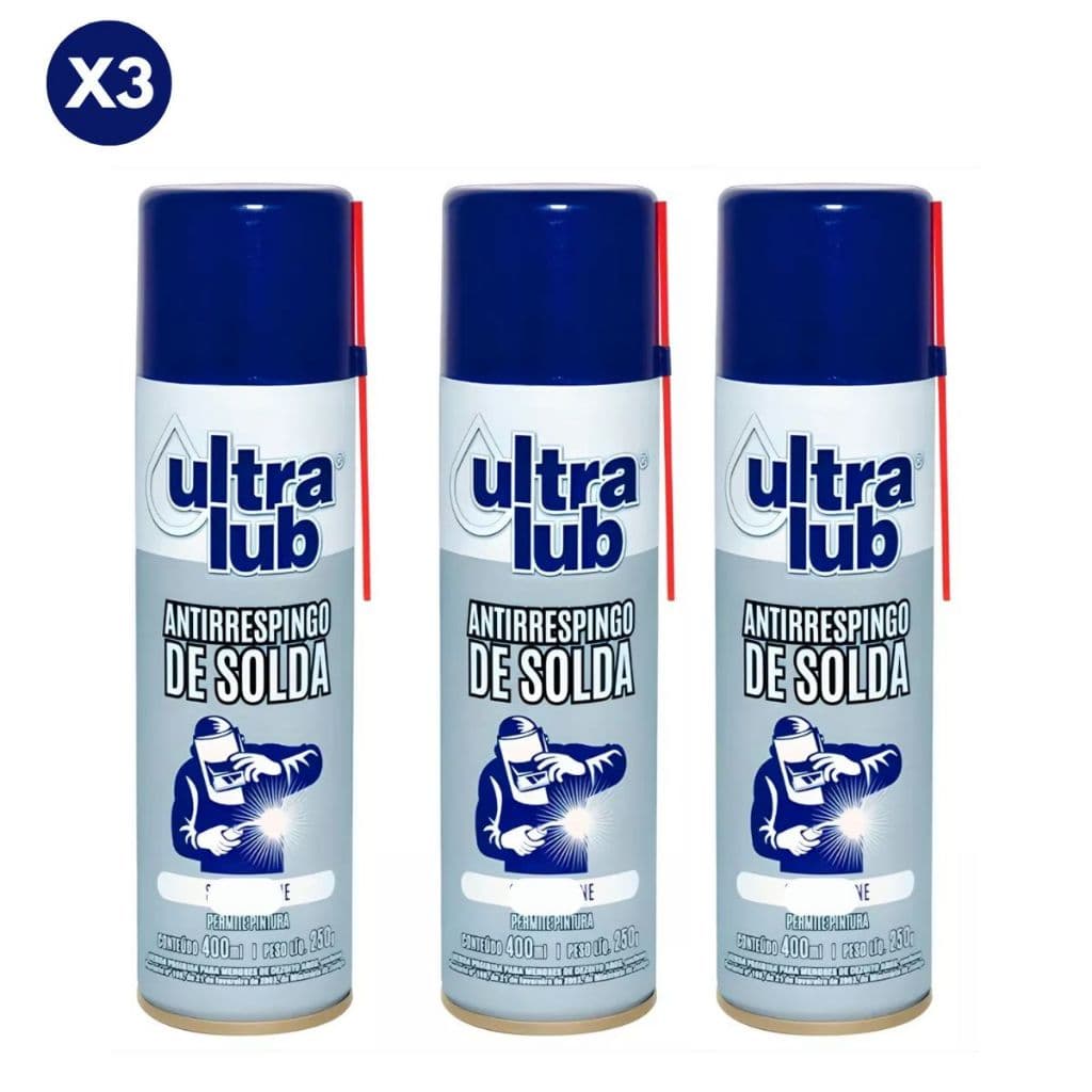 Kit 3 Antirrespingo de Solda Spray com Silicone 400ml Ultra Lub