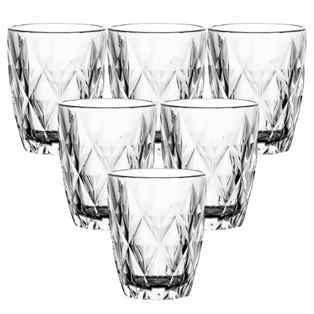 Jogo 6 Copos Baixo Diamante Diamond 280ml Vidro de Água Grosso Resistente