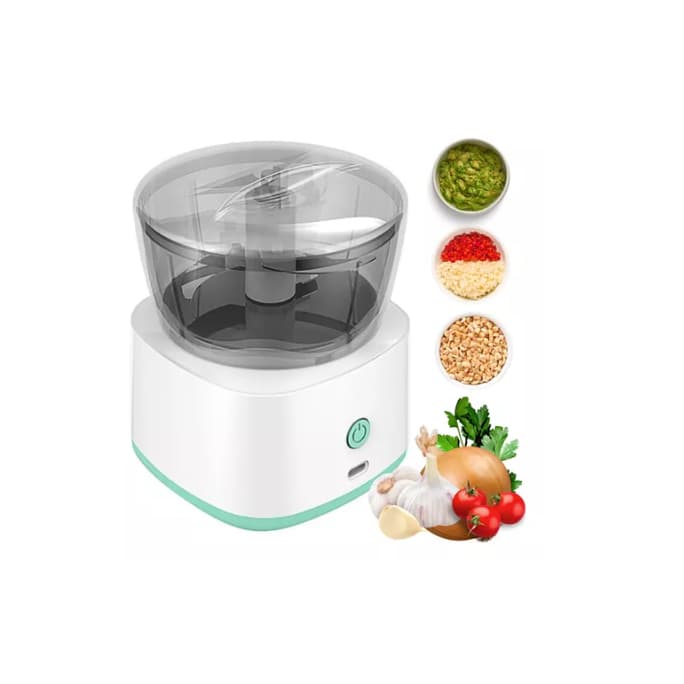 Mini processador laminas aço elétrico alho s/fio alimentos Usb recarregável