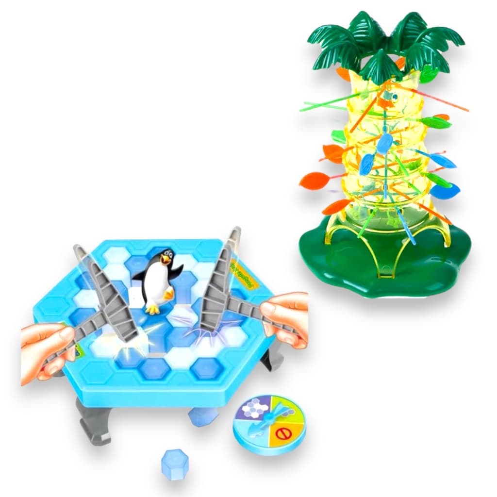 Jogo De Mesa Quebra Gelo Pinguim + Jogo De Mesa Cada Macaco No Seu Galho Kit De Brinquedo Armadilha Brinquedo Interativo
