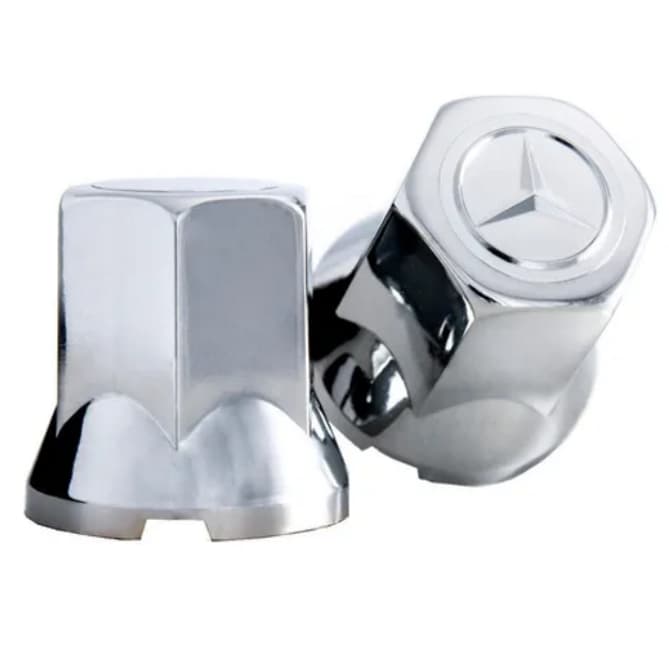 Kit 20 Capa Da Porca Compativel Mercedes Benz Logo Cromada Caminhao 32mm