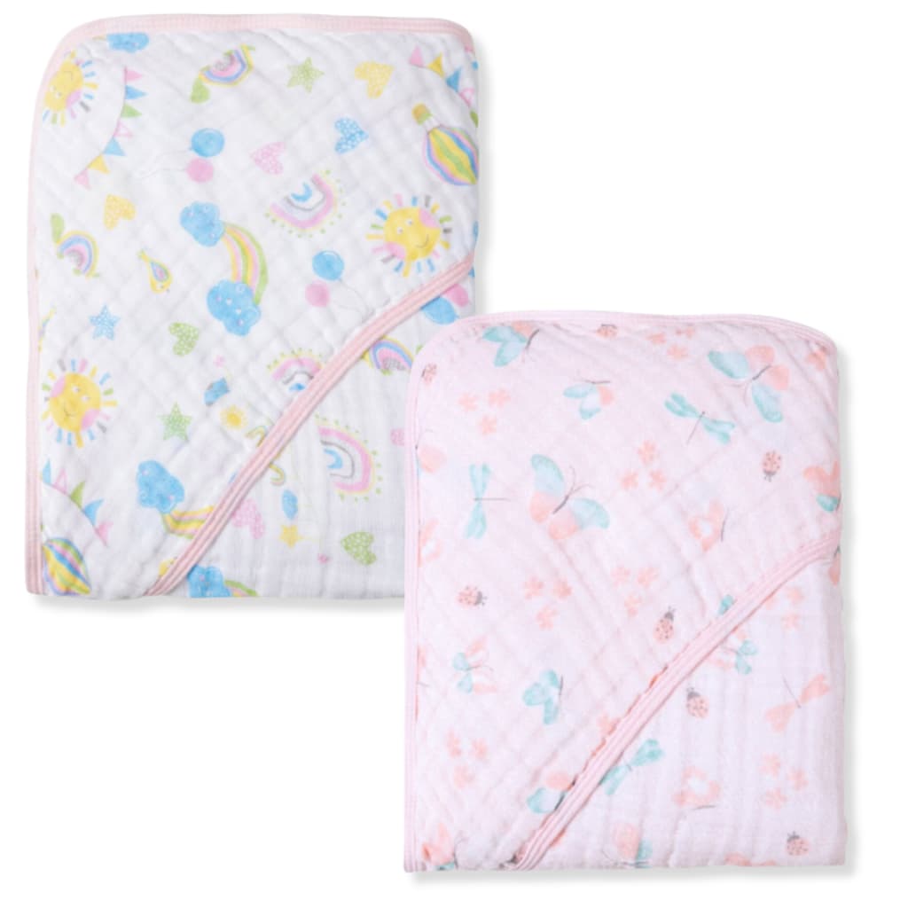 Kit 2 Peças Toalha Fralda Soft Bebe Macio C/Capuz Bebê Menina E Menino Papi