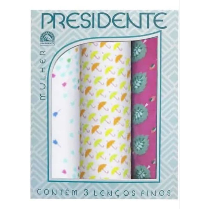 Lenços De Bolso 100% Algodão Premier c/3 Cores diversas