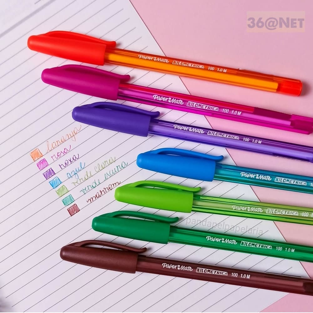 Caneta Esferográfica Colorida 1.0  Kilometrica Paper Mate kit c/ 2 unidades