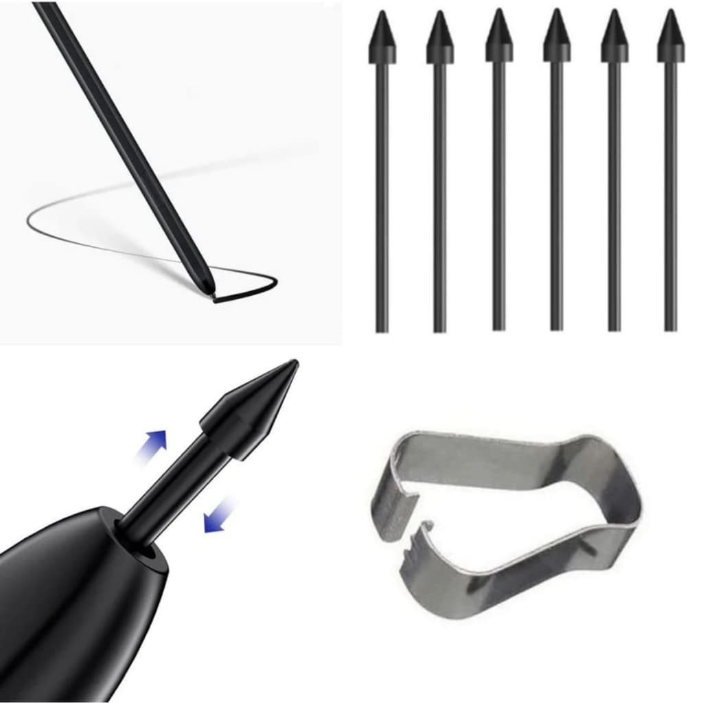 Ponta Reposição S Pen Samsung Tab S6 Lite S7 Note 10 20 Kit 5 Unidades + Extrator (preta)