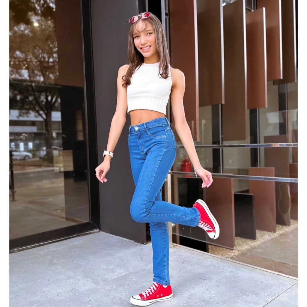 Calça Jeans Infantil Juvenil Menina Skinny Até 16 Anos