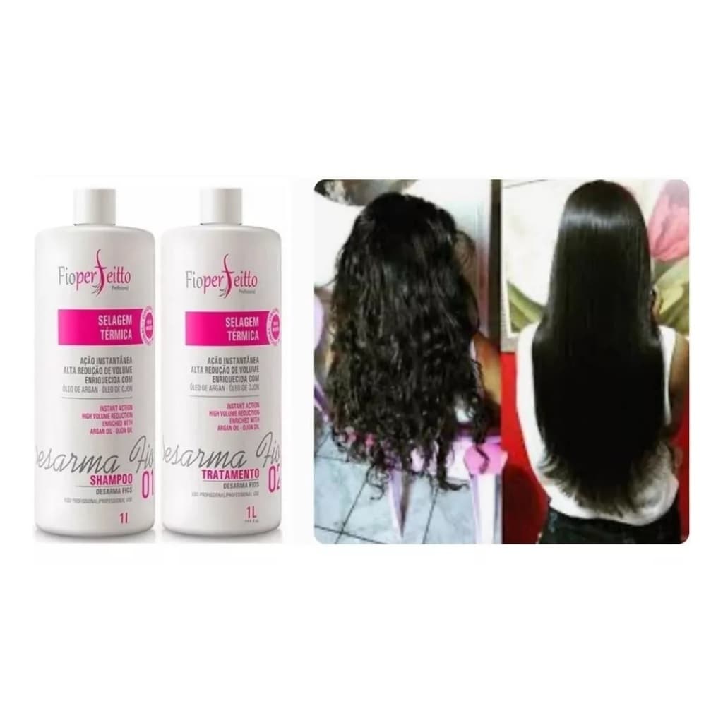 KIT ESCOVA DESARMA FIOS CABELOS LISOS E PERFEITO DICIPLINADOS 1 LITRO PARA TODOS TIPOS DE CABELOS OK