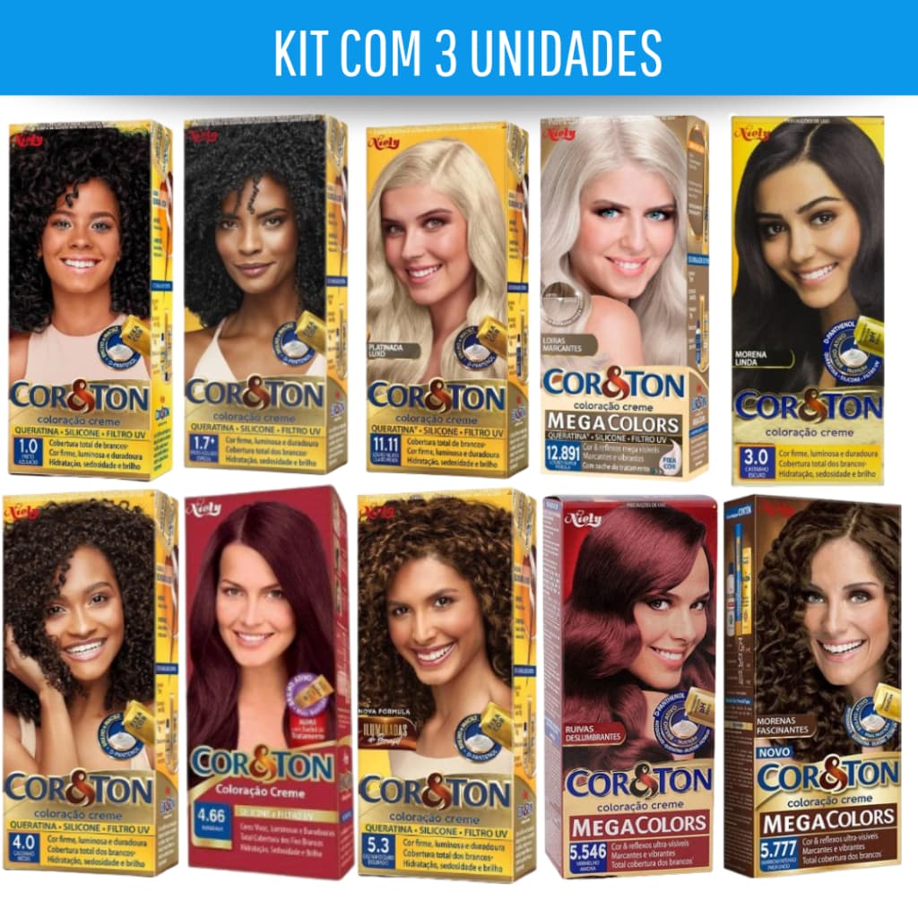 Kit Com 3 Unidades De Tinta Cor&Ton - Escolha sua cor preferida.