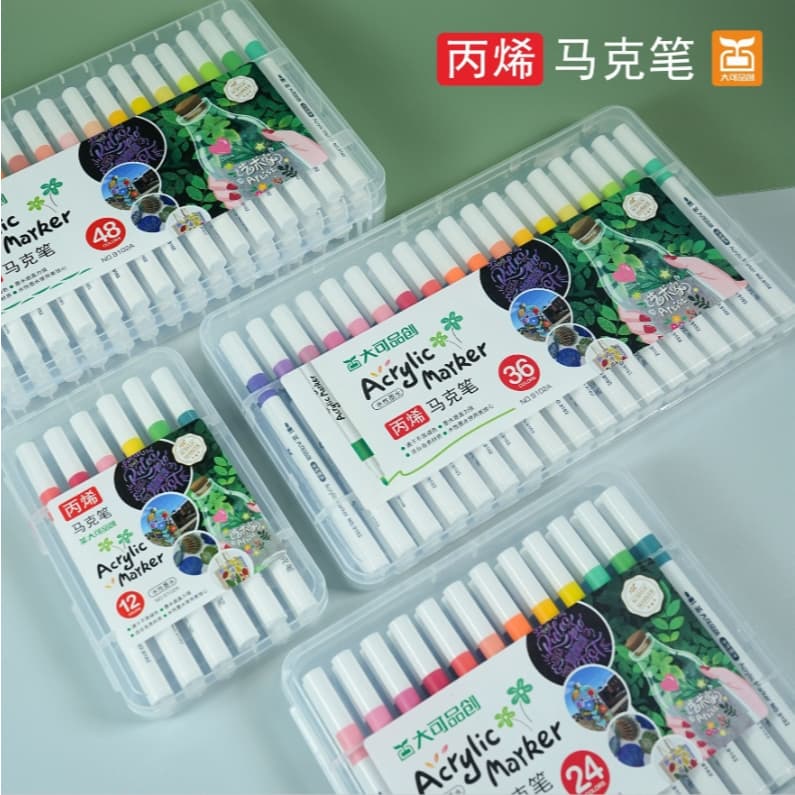 Ofetas kit 12/24/36/48 Unidades de Marcadores de Tinta Acrílica Cores Sortidas, Caixa de Secagem