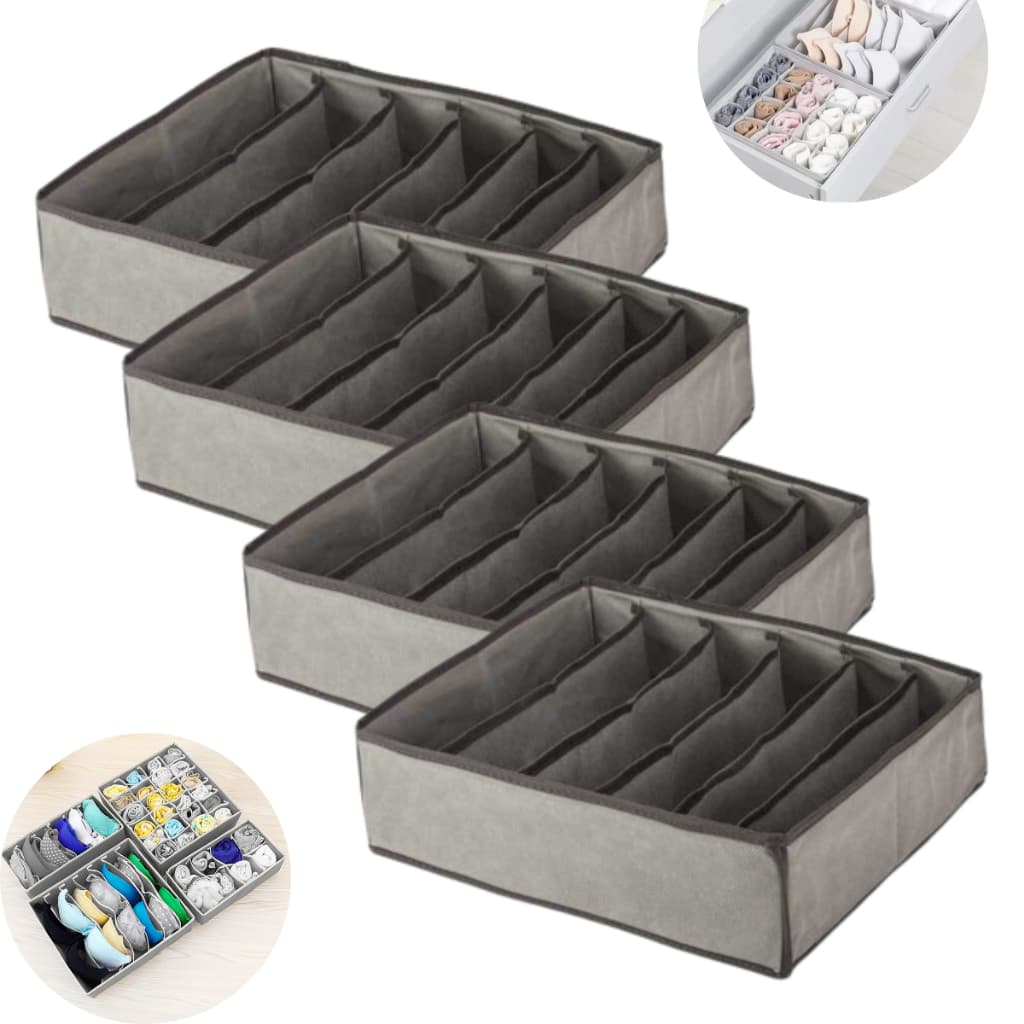 Kit 4 Organizadores Colmeia Closet Gaveta c/ 7 Divisórias Sutia Chinelo Rasteira Roupas Intimas