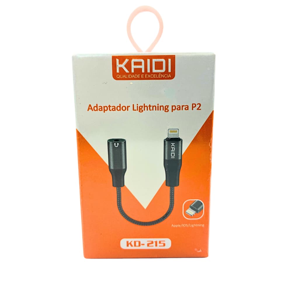 Adaptador Lightning/ISO Para Conector Fone P2 De Ouvido Nylon Resistente 3,5mm KD215
