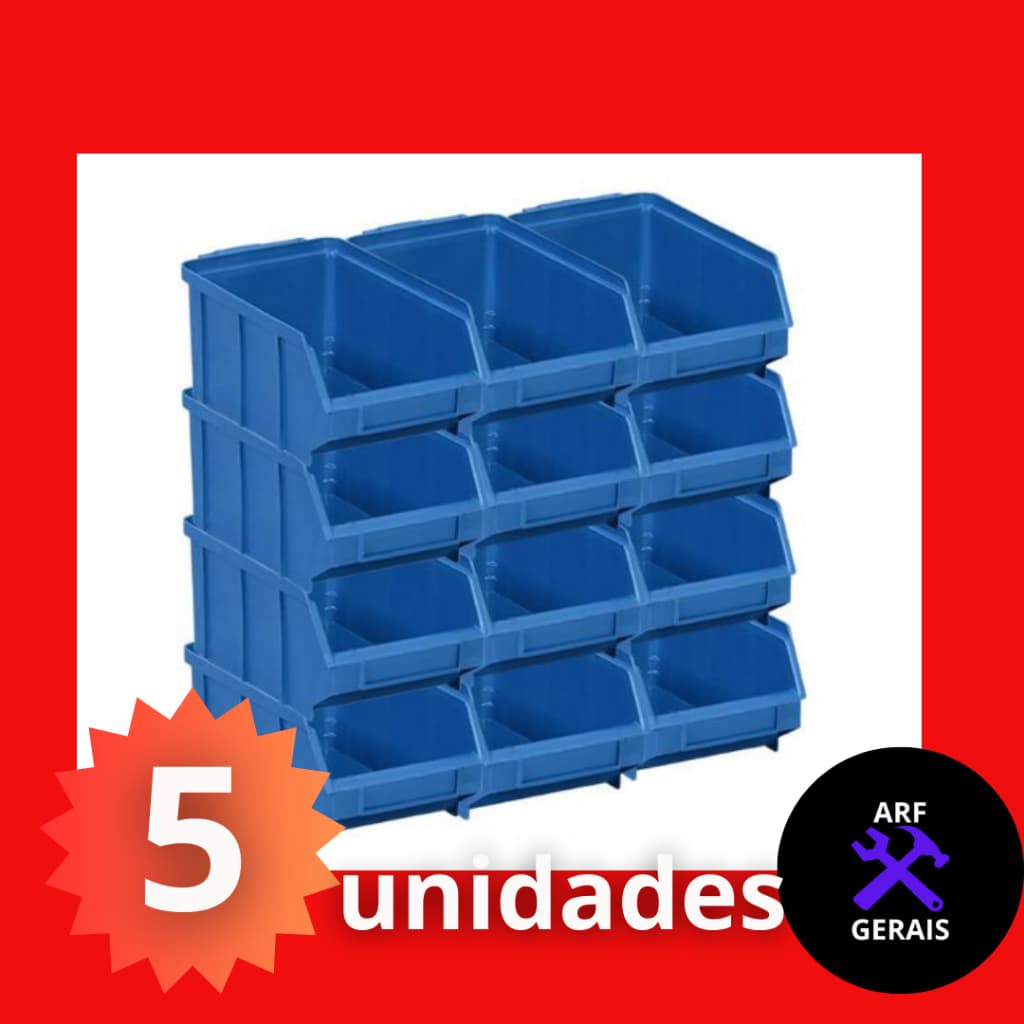 Kit 5 Gaveteiro Azul N°3 Para Estante KIIT