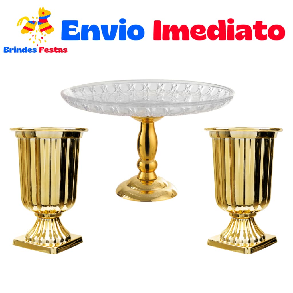 Kit Luxo-1 Suporte De Doce Lapidada Luxo- 2 Vaso Grego Decorativa-Decoração-Festa Novo
