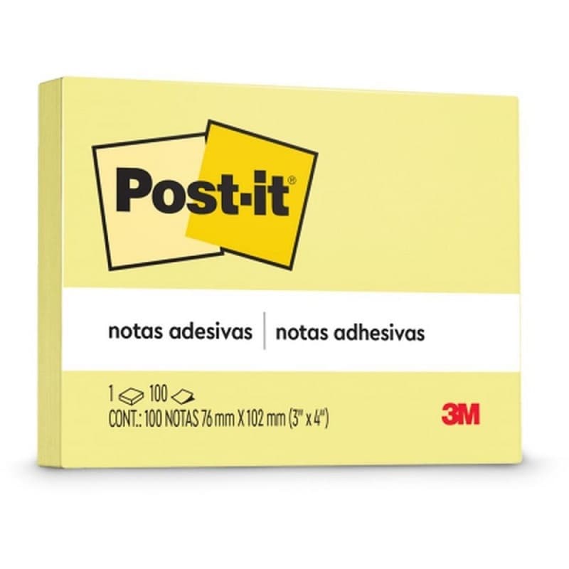 Bloco de Notas Adesivas 76mm x 102mm com 100 Folhas - Amarelo - Post it 3M
