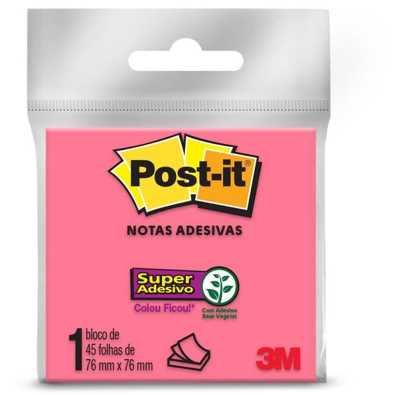 Bloco de Notas Adesivas 76x76mm-45 Folhas-Cores-Post it 3M