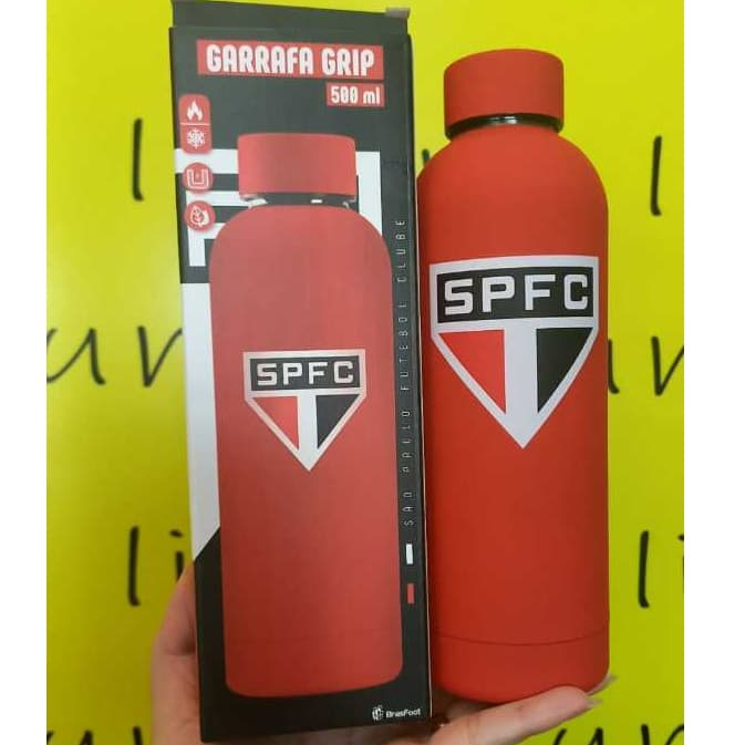 GARRAFA TÉRMICA EMBORRADA SÃO PAULO OFICIAL 500ML TIMES DE FUTEBOL
