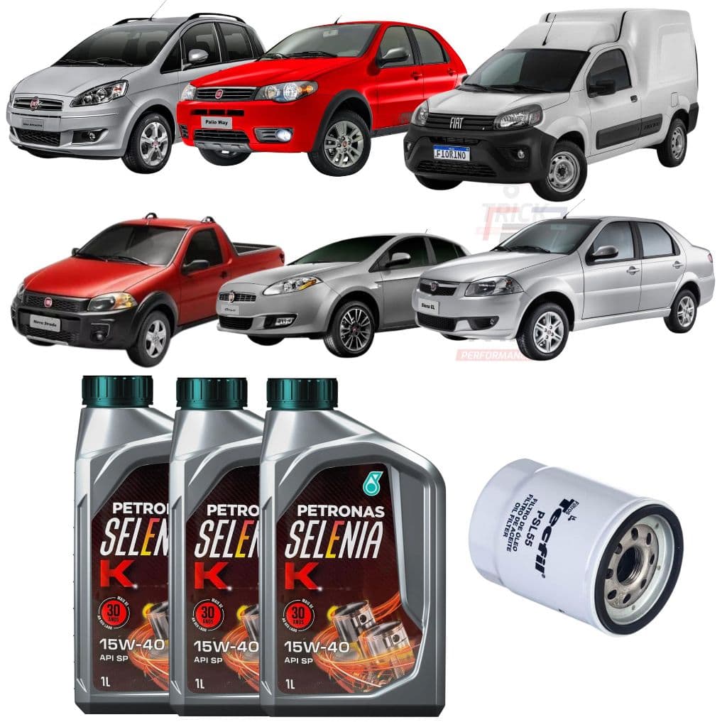 Kit Troca De Óleo Palio Siena Strada Selenia Mobil Motul Castrol 15w40 + Filtro
