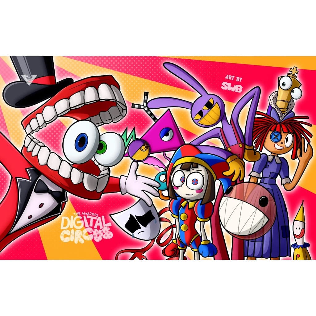 Painel festa decorativo só um bolinho circo digital the amanzing digital circus