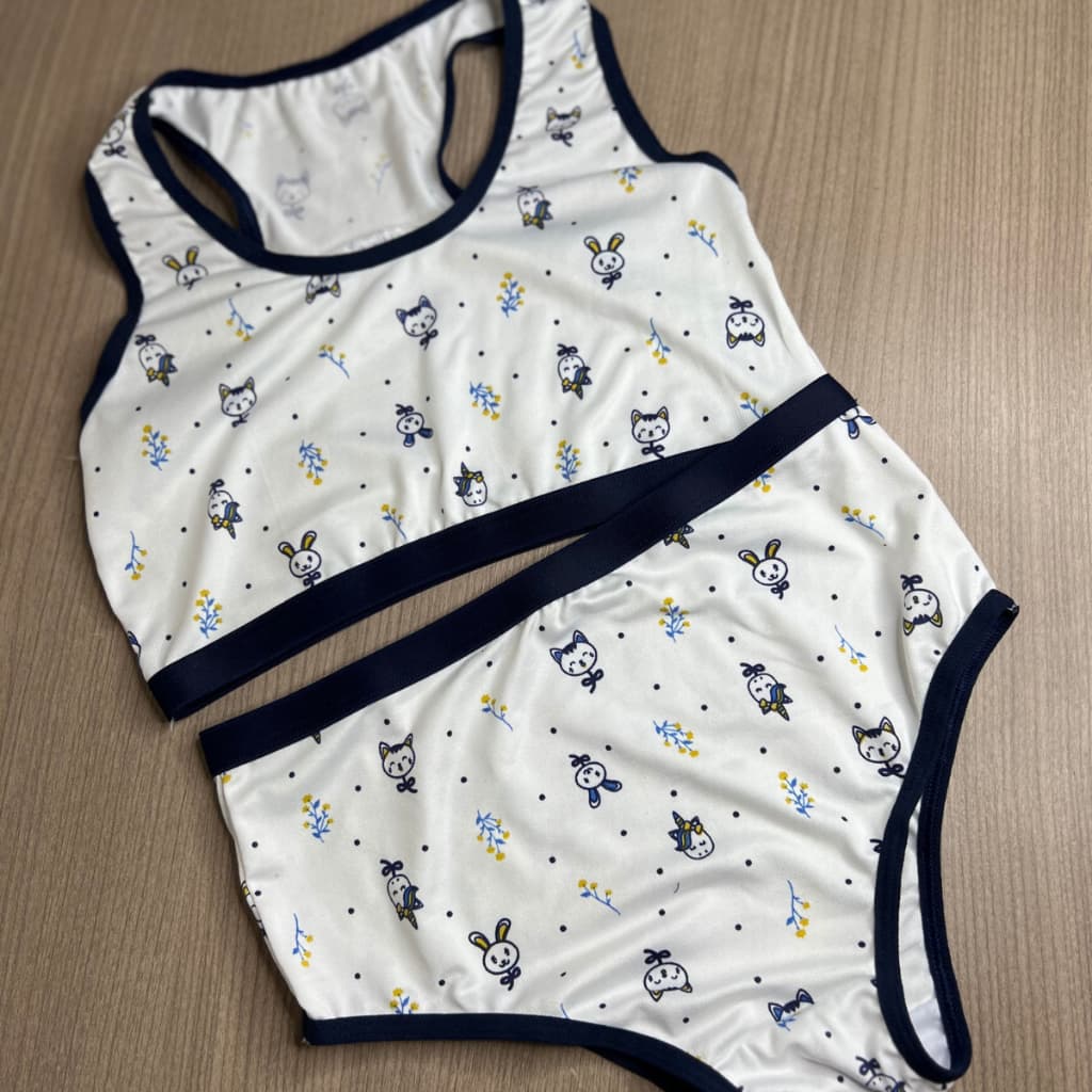 Kit 5 Conjuntos Juvenil Calcinha Infantil Sutiã Top Nadador com Forro