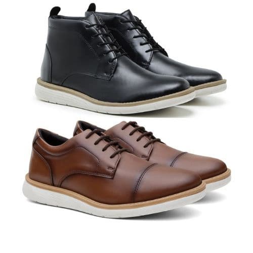 Kit Bota Oxford Masculino de Couro Inglês Super Confortável Sapato Oxford Casual Masculino em Couro Sapato Social