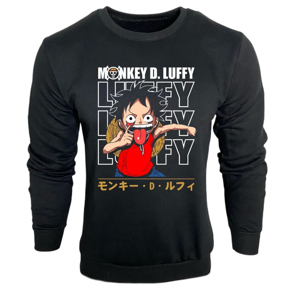 Casaco Moletom Luffy Anime One Piece Blusa de Frio Flanelado Unissex Inverno Casual Geek Presente
