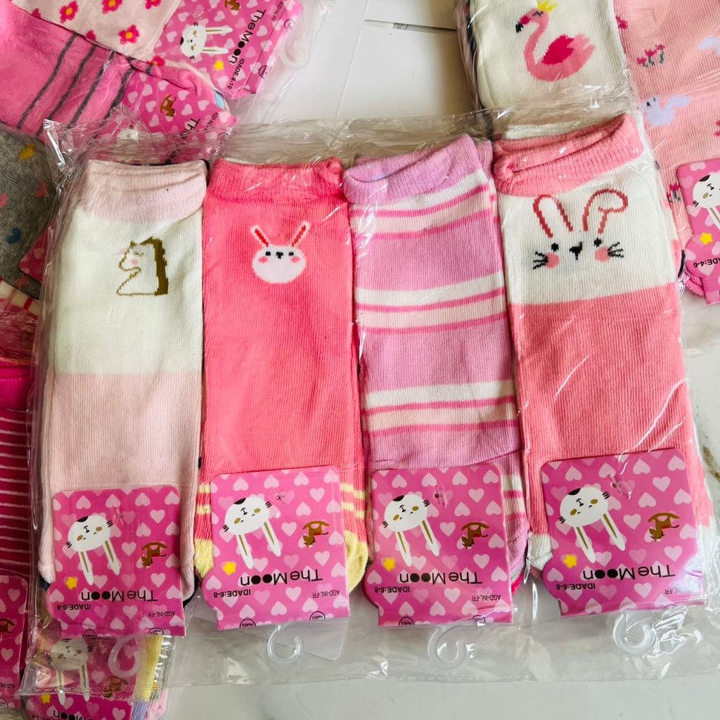 Kit 3-12 pares de meias esportivas casuais para meninas de 2 a 10 anos, algodão