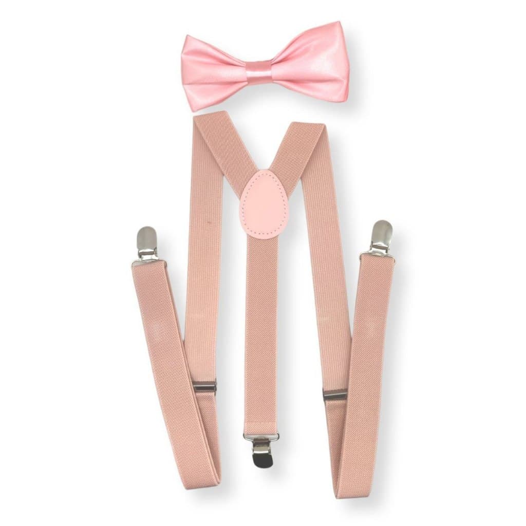Kit Suspensório + Borboleta Adulto Rosê Casamentos Padrinhos