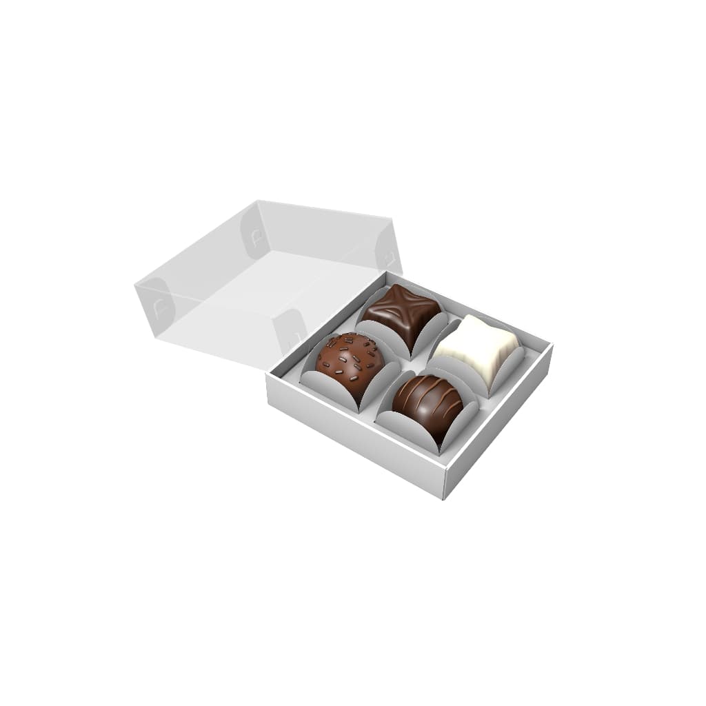 10 Caixas Brigadeiro Gourmet para 4 doces Branco ou Kraft 10x10x4cm