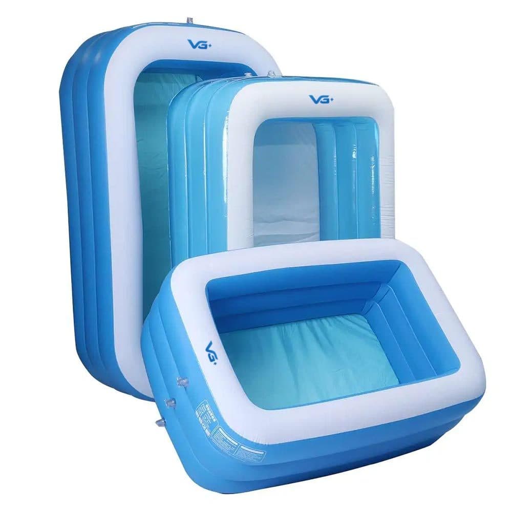 Piscina inflável Retangular Azul Familiar PVC Resistente 120 cm a 305 cm Infantil e Adulto VG Plus