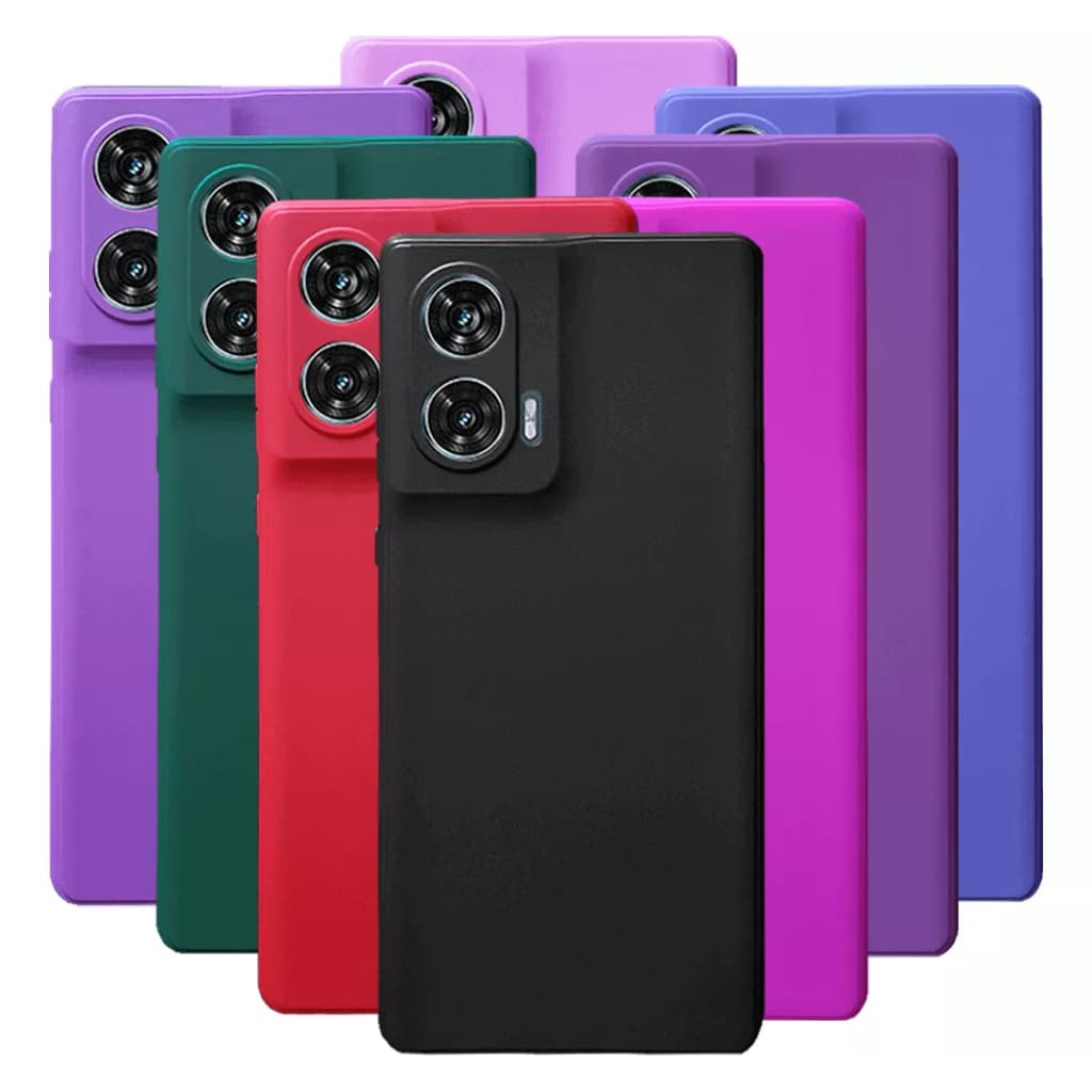 Kit 2X1 Motorola Moto Edge 50 Fusion 5G - Capa Silicone Aveludada Colorida + Película Ceramica Curva