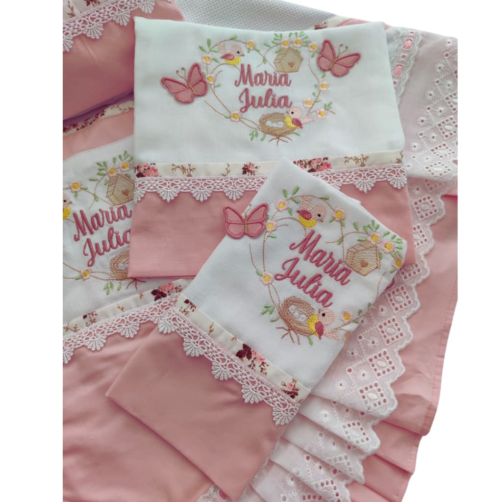 Kit Bebê Bordado Personalizado Manta Maternidade Fraldas Toalha Banho Cueiro.