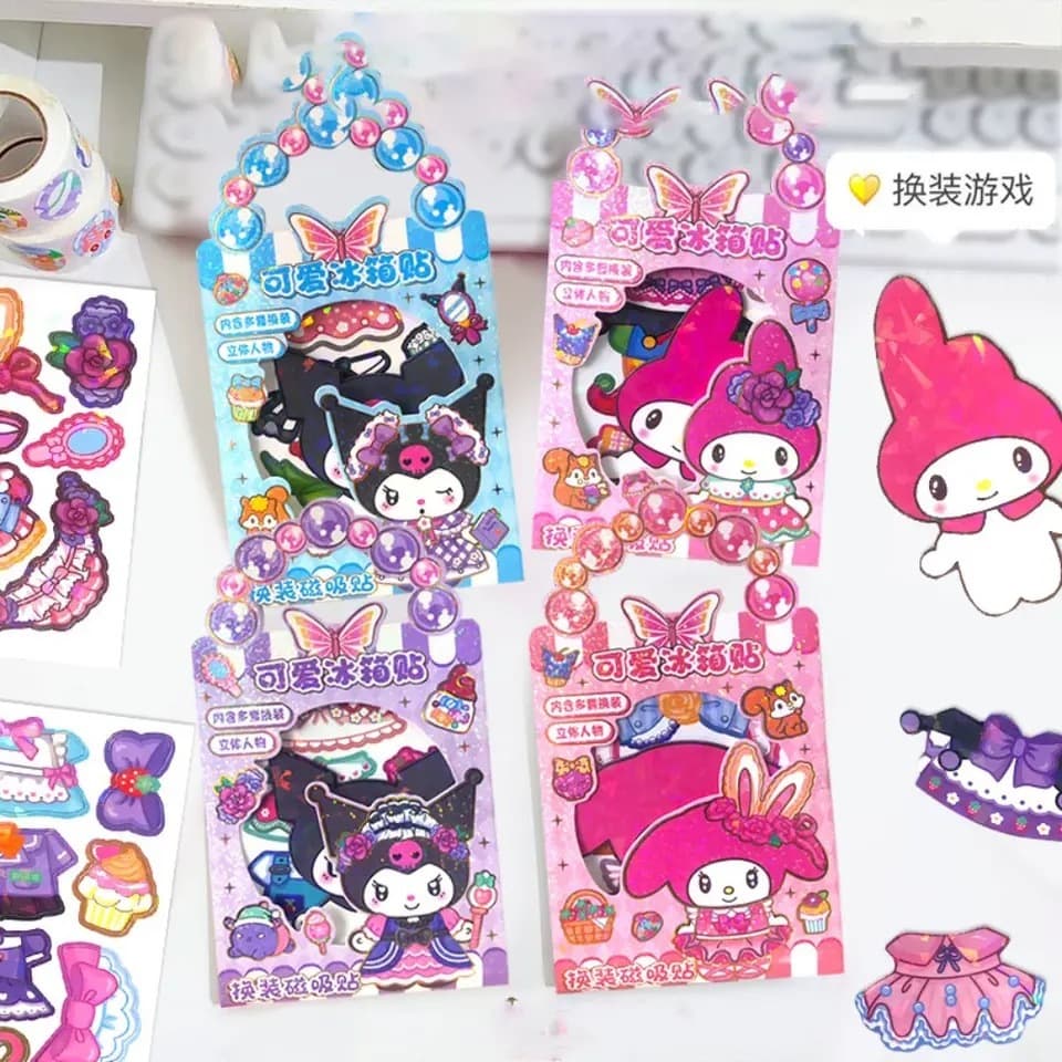 Cartela de Adesivos menina Magnético Imãs MyMelody/Kuromi Sanrio- Unidade