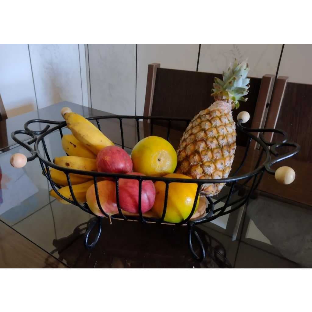 fruteira oval de mesa rustica artesanal
