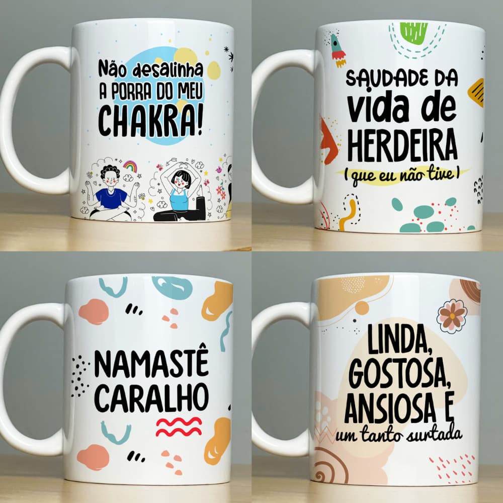 Caneca Personalizada com Frases Engraçadas e Divertidas - Cerâmica - Xícara de Porcelana - Copo Personalizado - Vibes