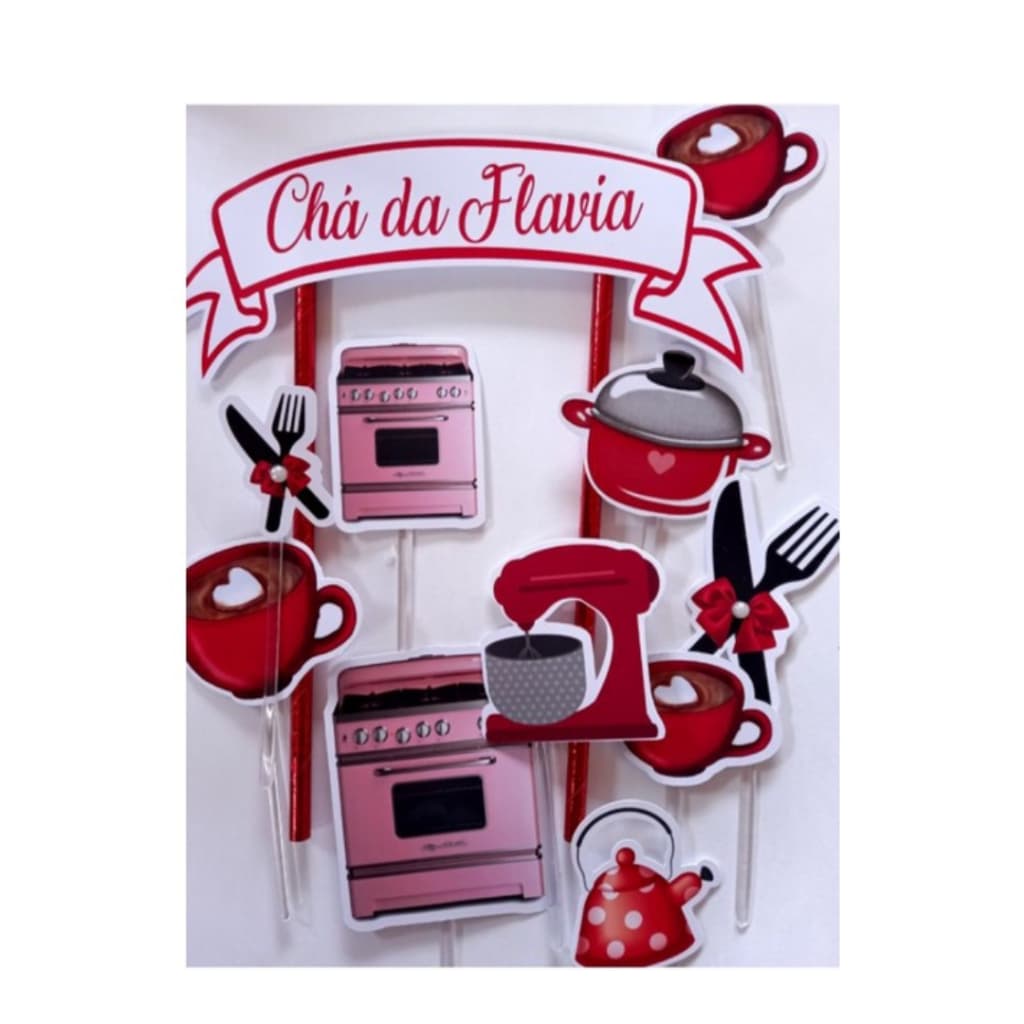 TOPPER DE BOLO CHÁ DE CASA NOVA - TOPO DE BOLO CHÁ DE COZINHA