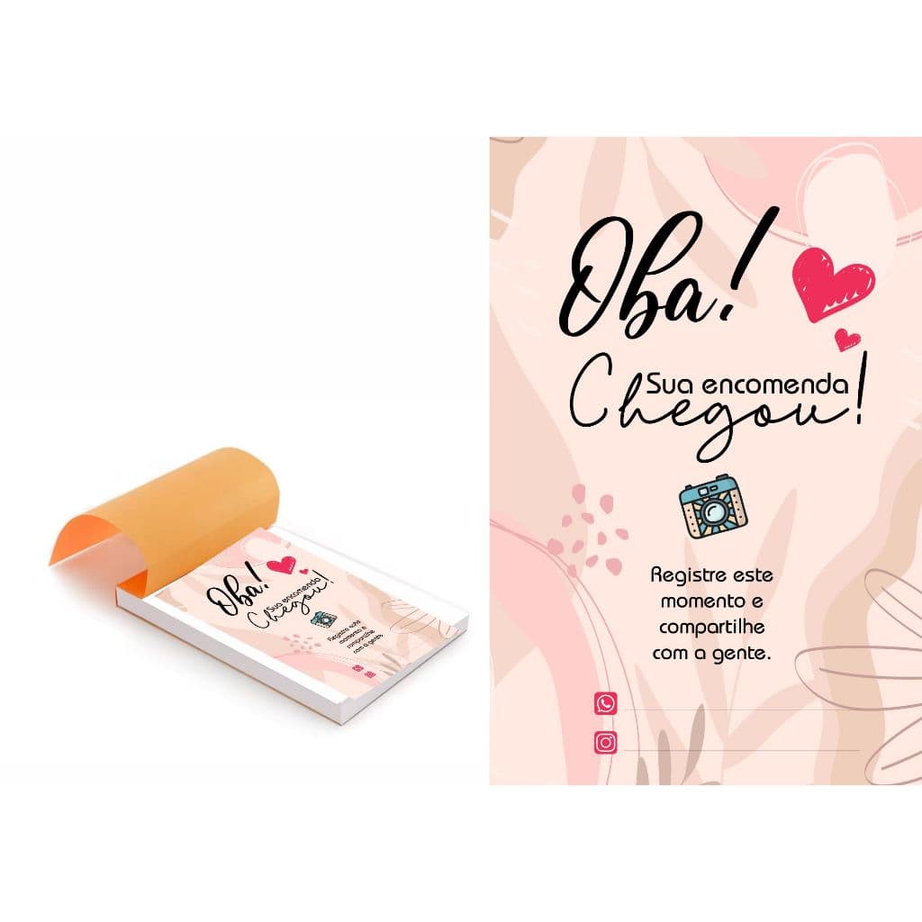 Kit 5 Blocos (500 Folhas) para Agradecimento / Oba sua encomenda chegou 2