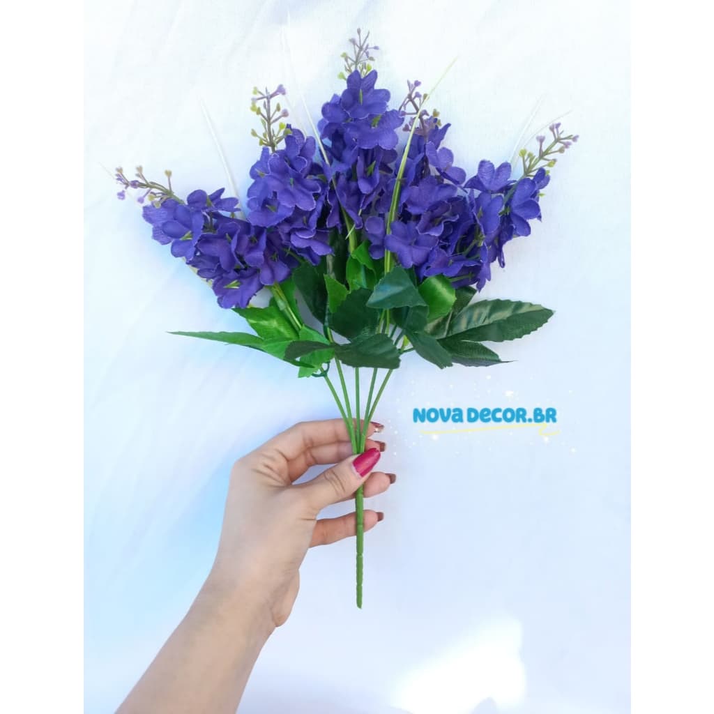 Buquê Lavanda, Delphinium/Esporinha artificial com 5 galhos ideal para arranjos e decoração de casamento, festas casa,