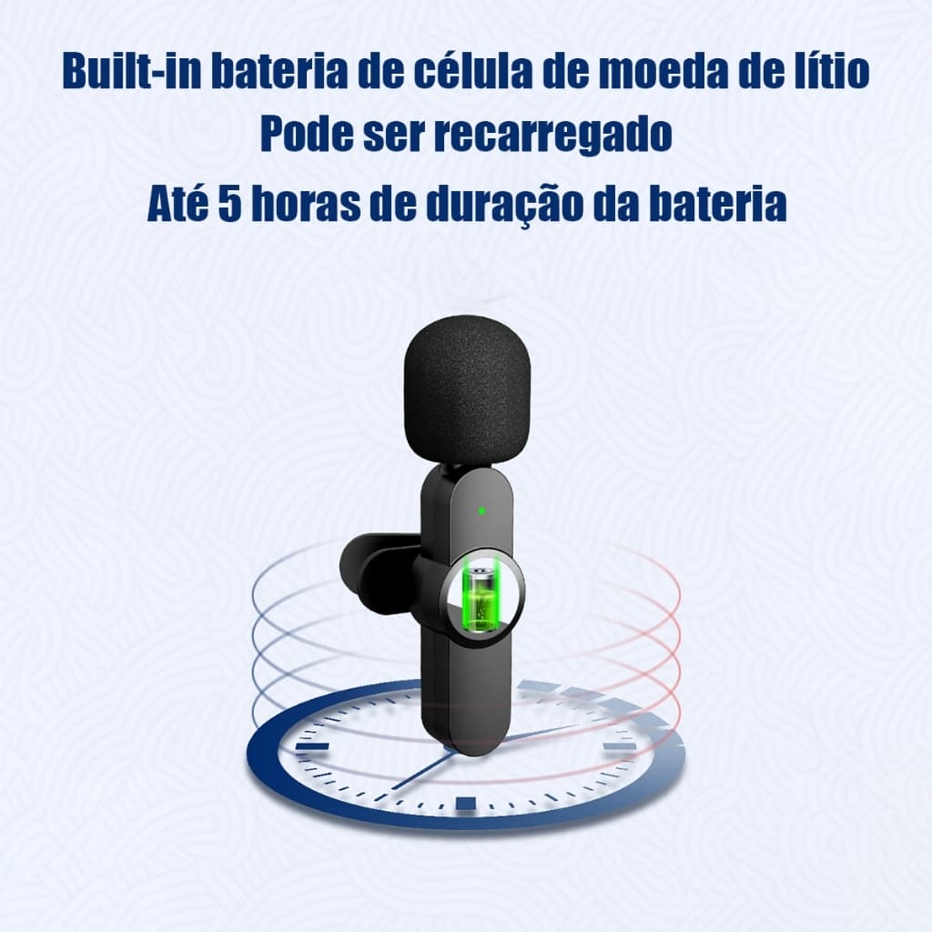 Altomex K9 2.4G Microfone de lapela sem fio Tipo-C, interface Lightning