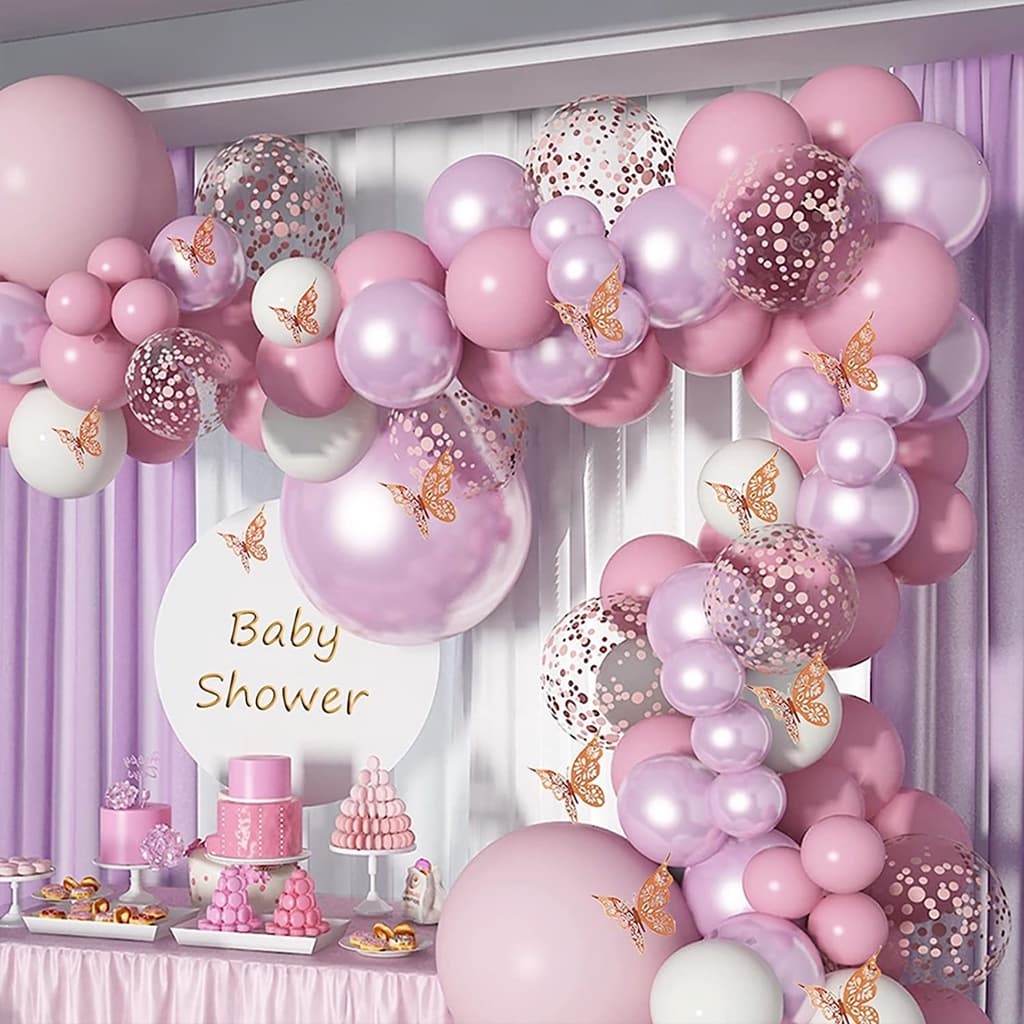 Kit 134 peças Balões 5" 10" 12" 18" Roxo rosa fosco Balão Para Festas e Aniversários C/Fita adesiva