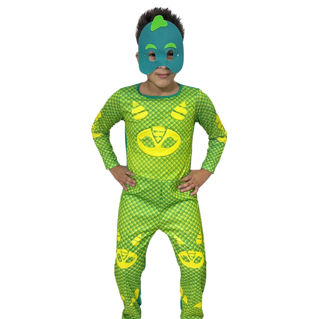 Fantasia do Lagartixo Longa Pj Masks Mascara De E.V.A Com Enchimento