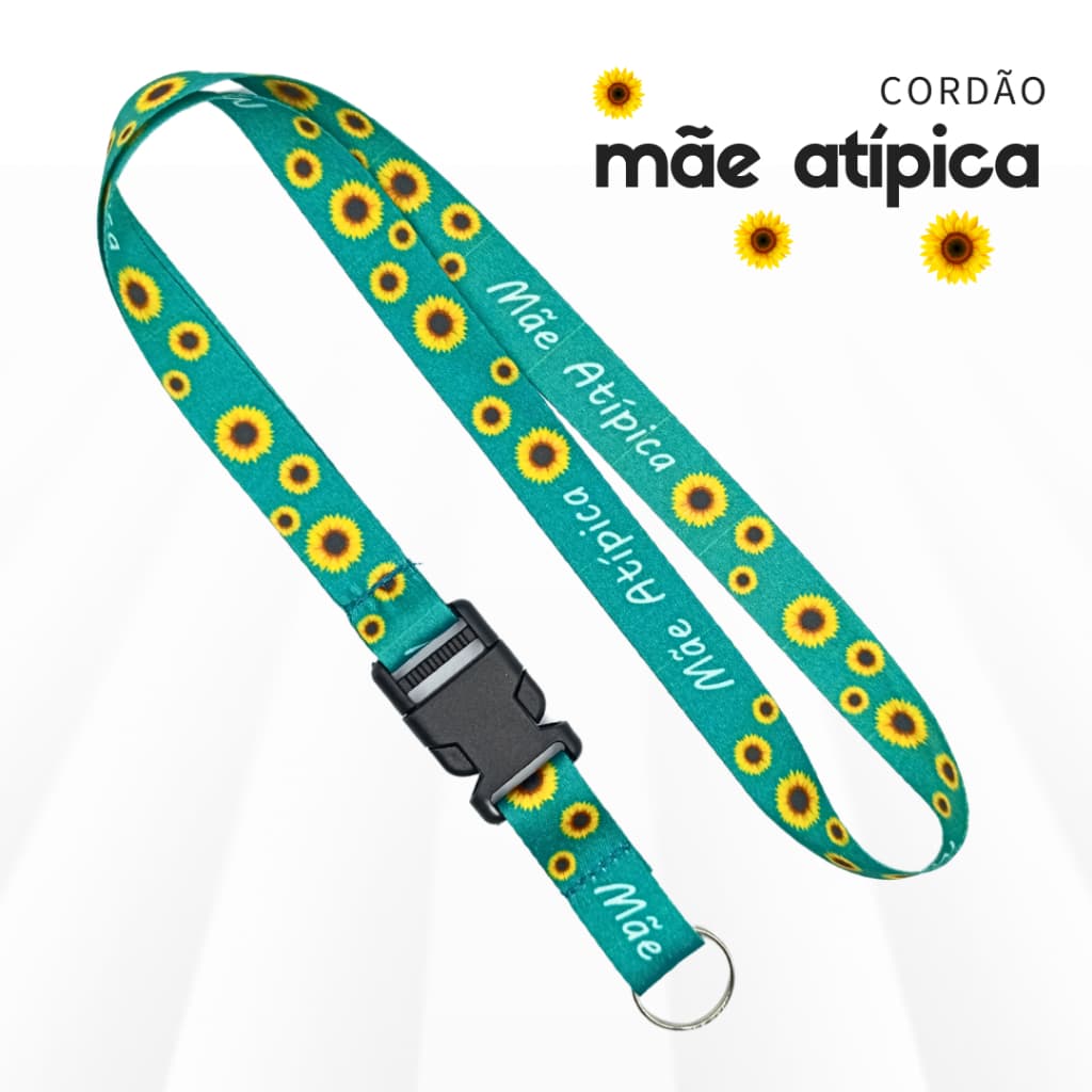 Cordão de Identificação Mãe Atípica Girassol Cordão de Pescoço Para Crachas Chaveiro