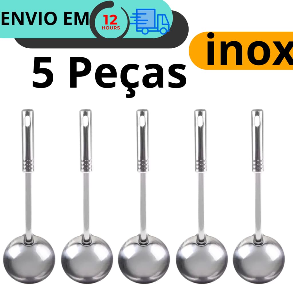 Kit 5 Conchas de Feijão 100% Inox Excelente Para Restaurantes