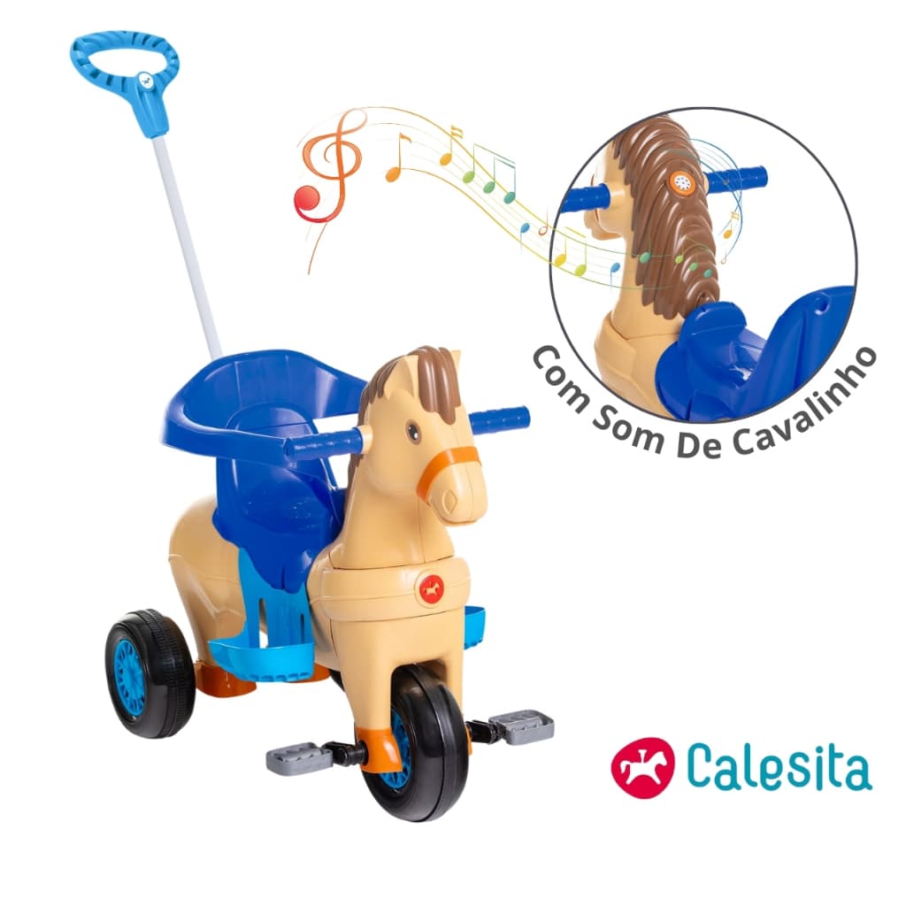 Triciclo Infantil Com Som 2 Em 1 Com Empurrador E Pedal 3 Rodinhas Motinha Passeio Brinquedo Cavalinho Para Bebê