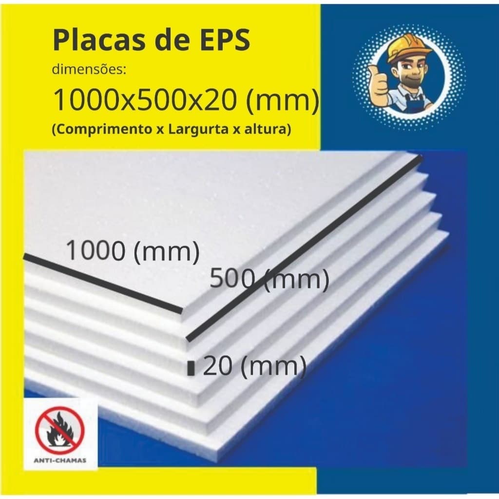 12 Placas de Isopor Antichamas Espessura 20mm