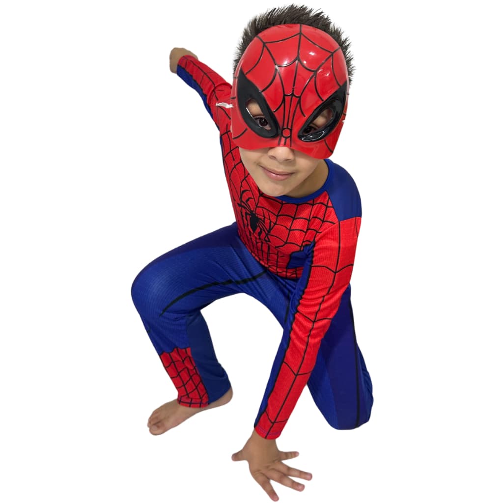 Fantasia Infantil Do Homem Aranha Meia Mascara Longa Com Enchimento